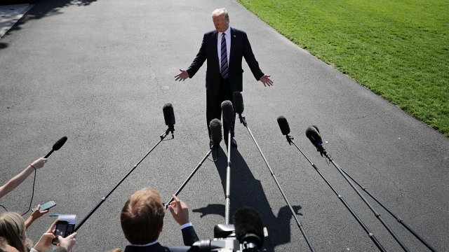 President Trump talking to reporters