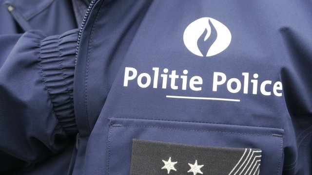 The logo on a Belgian police officer's uniform