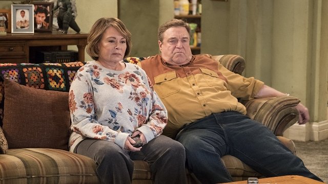 "Roseanne" reboot TV show promotional image with Roseanne and Dan Conner
