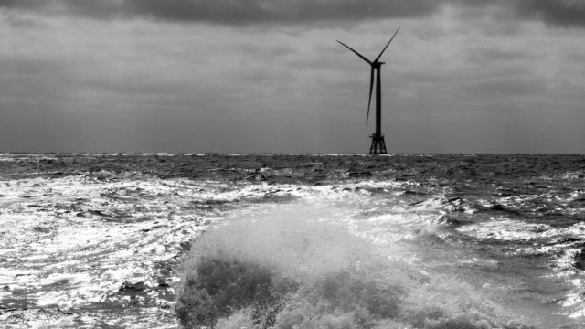 Offshore wind turbine in a storm