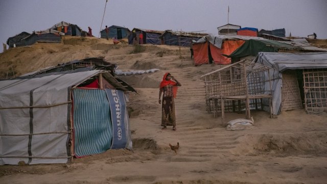 Rohingya stands in refugee camp