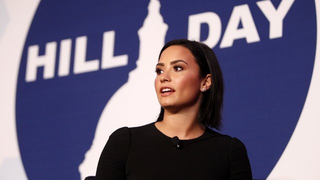 Demi Lovato speaks about the importance of advocating for mental health during National Council's Hill Day.