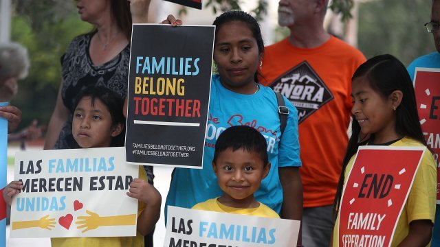 Demonstrators from earlier family separation protests June 1.