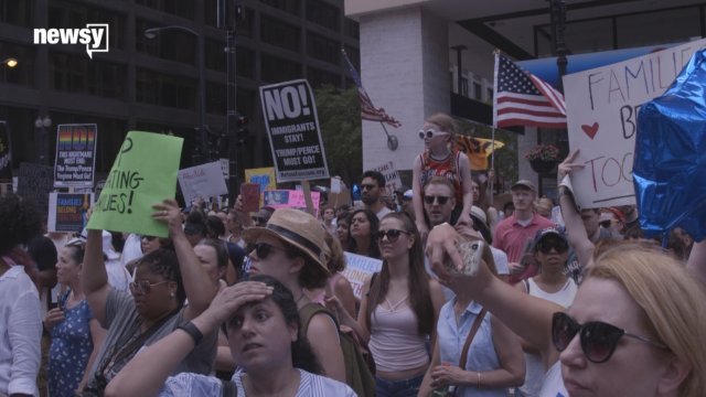 Immigration protesters march in Chicago.