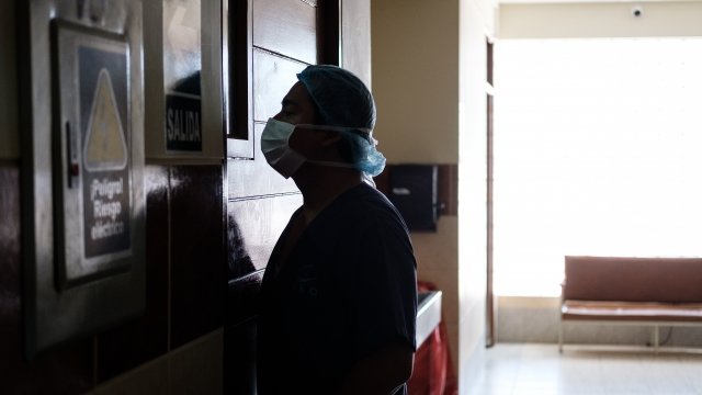 Doctor standing outside of surgery room