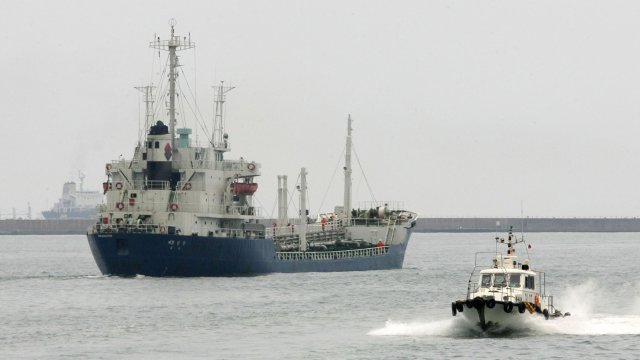 A ship carrying 6,200 tons of fuel oil leaves for North Korea.