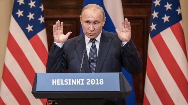 Russian President Vladimir Putin at U.S.-Russia summit in Helsinki