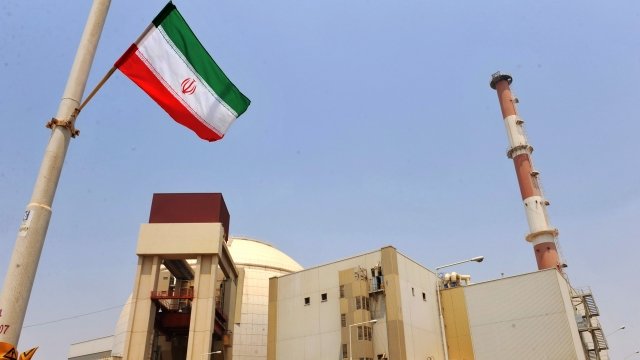 Iran flag outside of reactor building