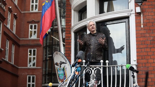 WikiLeaks founder Julian Assange at the Ecuadorean embassy in London