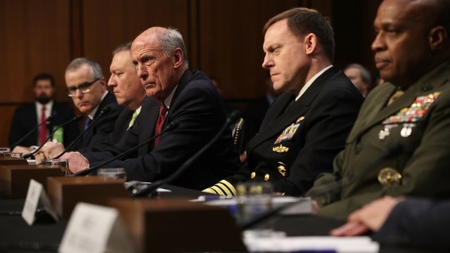 The heads of U.S. intelligence agencies at a congressional hearing