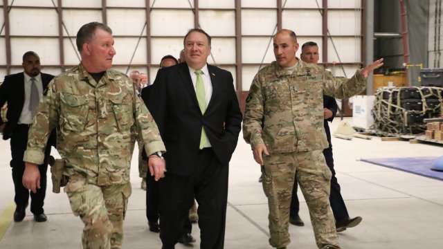 Secretary of State Mike Pompeo is welcomed to Bagram Air Field