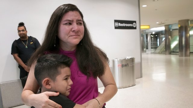 Mother reunited with her son after she was detained