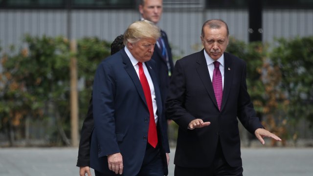 President Donald Trump (left) and Recep Tayyip Erdogan (right)