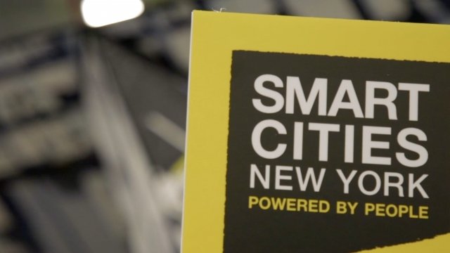 Smart Cities sign in New York City.