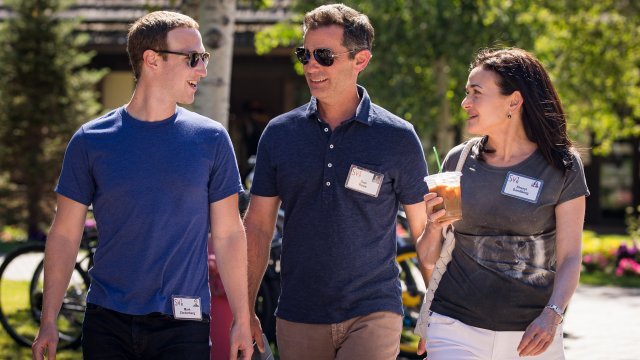 Mark Zuckerberg, Dan Rose and Sheryl Sandberg
