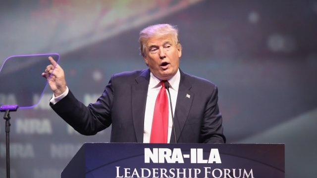 President Donald Trump speaks at NRA meeting
