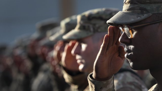U.S. Army soldiers salute