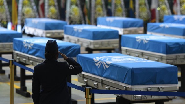A repatriation ceremony for U.S. soldiers' remains in South Korea