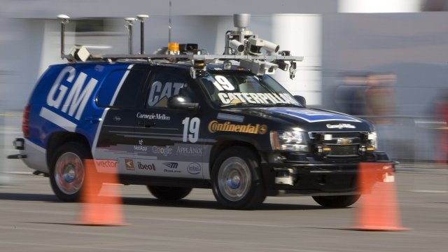 Self driving car on track.