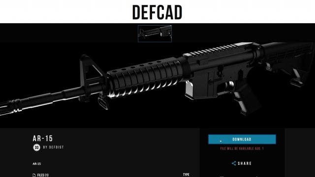 Defcad.com before the 3D-printed gun blueprints were blocked.