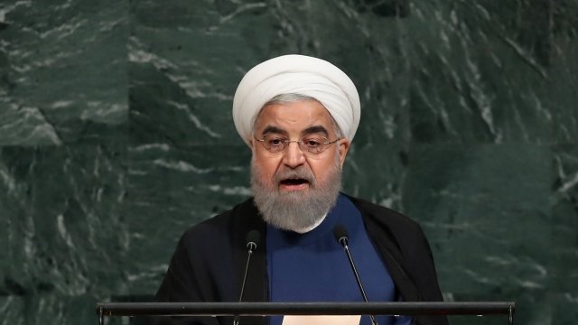 Iranian President Hassan Rouhani speaking at the U.N.