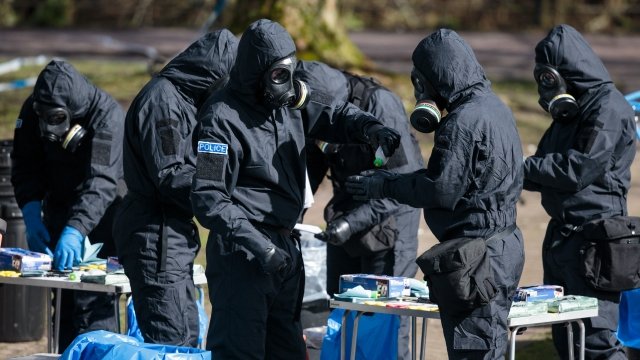 Investigators at the scene where Sergei and Yulia Skripal were discovered poisoned in the U.K.