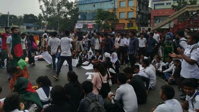 students in Bangladesh during a protest