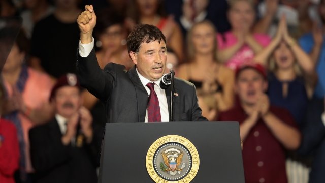 Troy Balderson speaking at a rally
