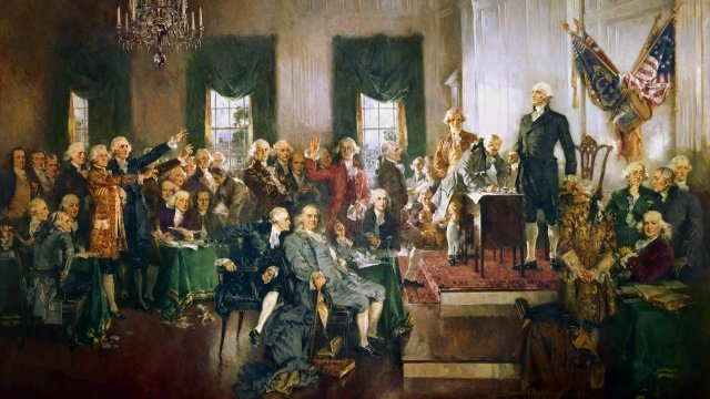 Painting of the signing of the U.S. Constitution.