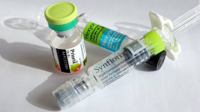 Vials of children's vaccines in Germany
