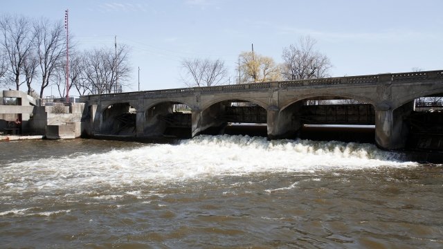 The Flint River is shown in Flint, Michigan