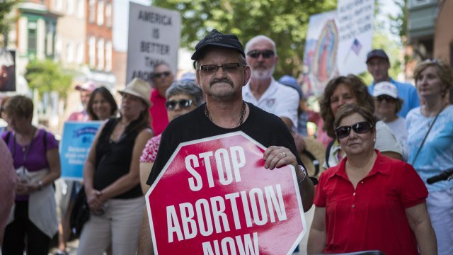 A protester at an anti-abortion rally