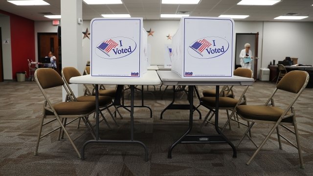 Polling location set up with voting booths