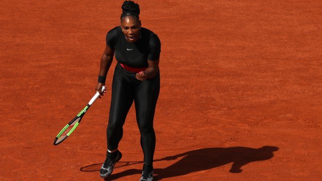 Serena Williams wears her catsuit at the 2018 French Open.
