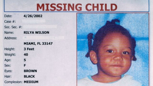 The missing child poster for 5-year-old Rilya Wilson