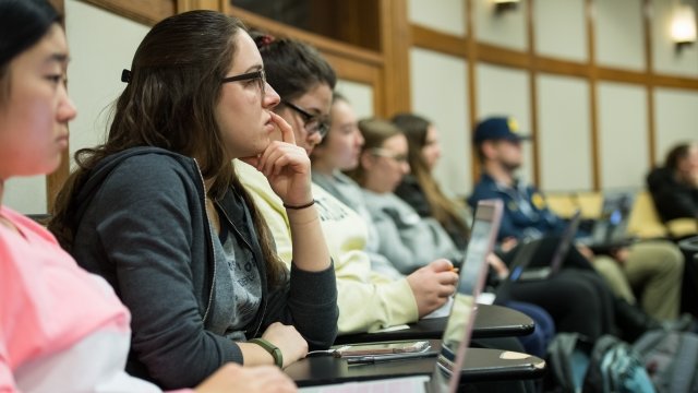 Students learn about sexual assault on college campuses.
