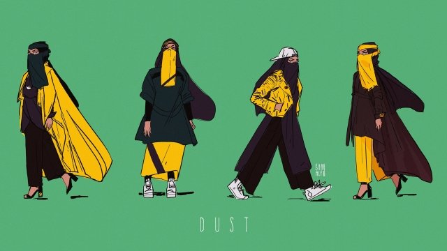 Reimagined illustrations of Marvel's Dust character