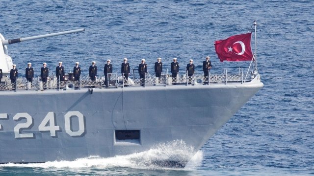Warship with Turkish Flag