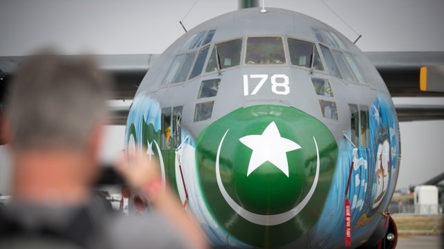 A C-130 with the Pakistani flag painted on it