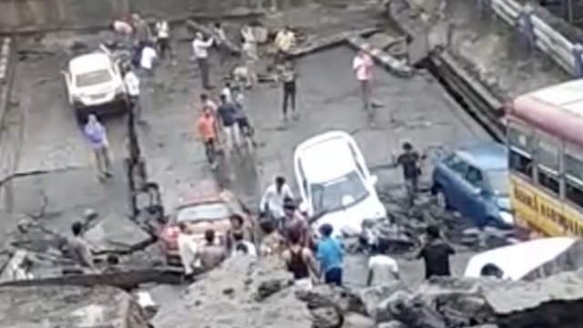 Collapsed bridge in India