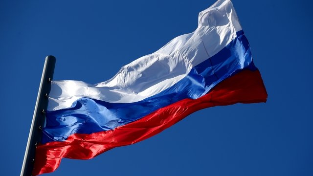 Russia flag raised in Sochi, Russia, in 2014