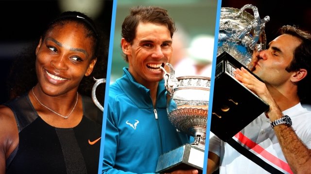 Serena Williams, Rafael Nadal and Roger Federer