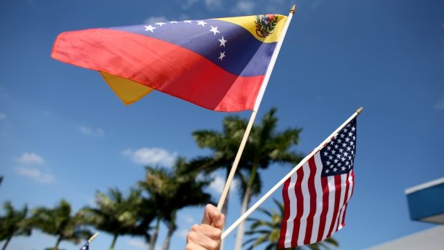 Venezuelan and American flags