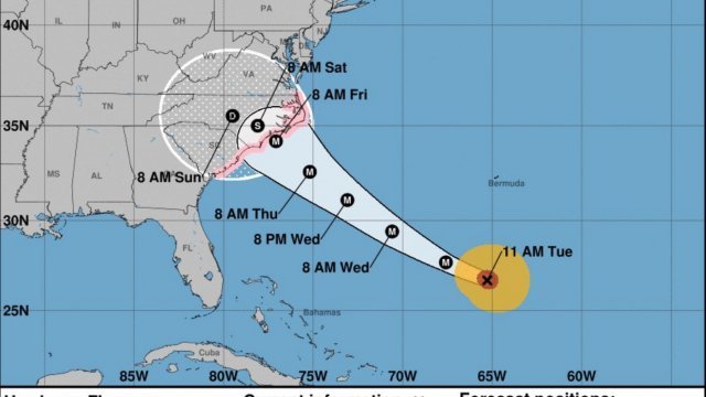 Projected path of Hurricane Florence