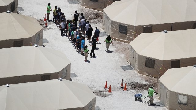 Temporary tent detention facility for migrant children in Tornillo, Texas