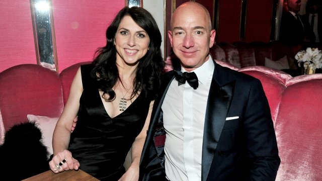 Amazon CEO Jeff Bezos and wife MacKenzie Bezos attend the Amazon Studios Oscars Celebration in 2017