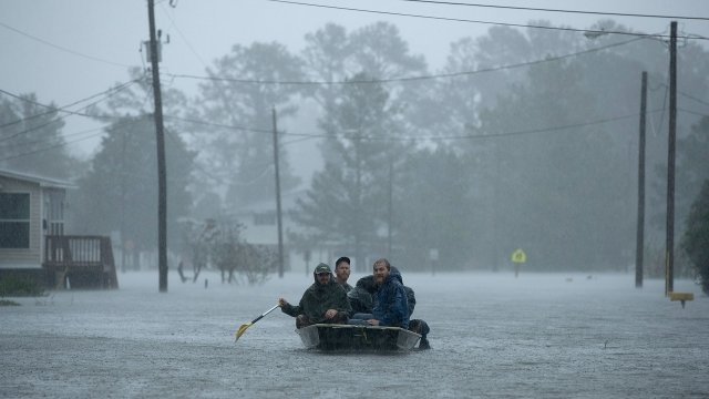 Volunteers rescue a group of people in New Bern, North Carolina