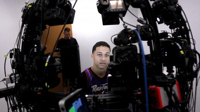 Basketball player gets face scanned