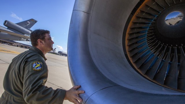 U.S. Air Force staff sgt. performs a visual inspection