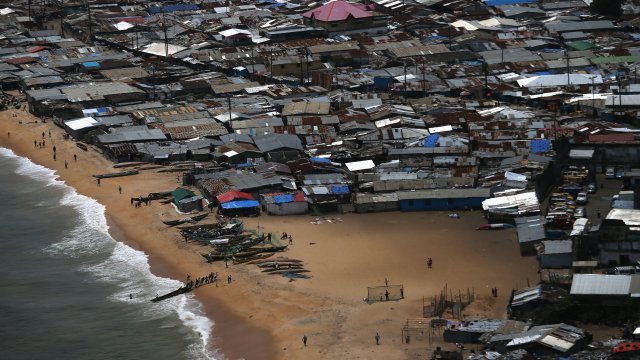 Aerial view of poor neighborhood in Liberia.